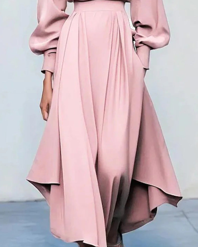 Casual Asymmetrical Hem Flowy Maxi Dress
